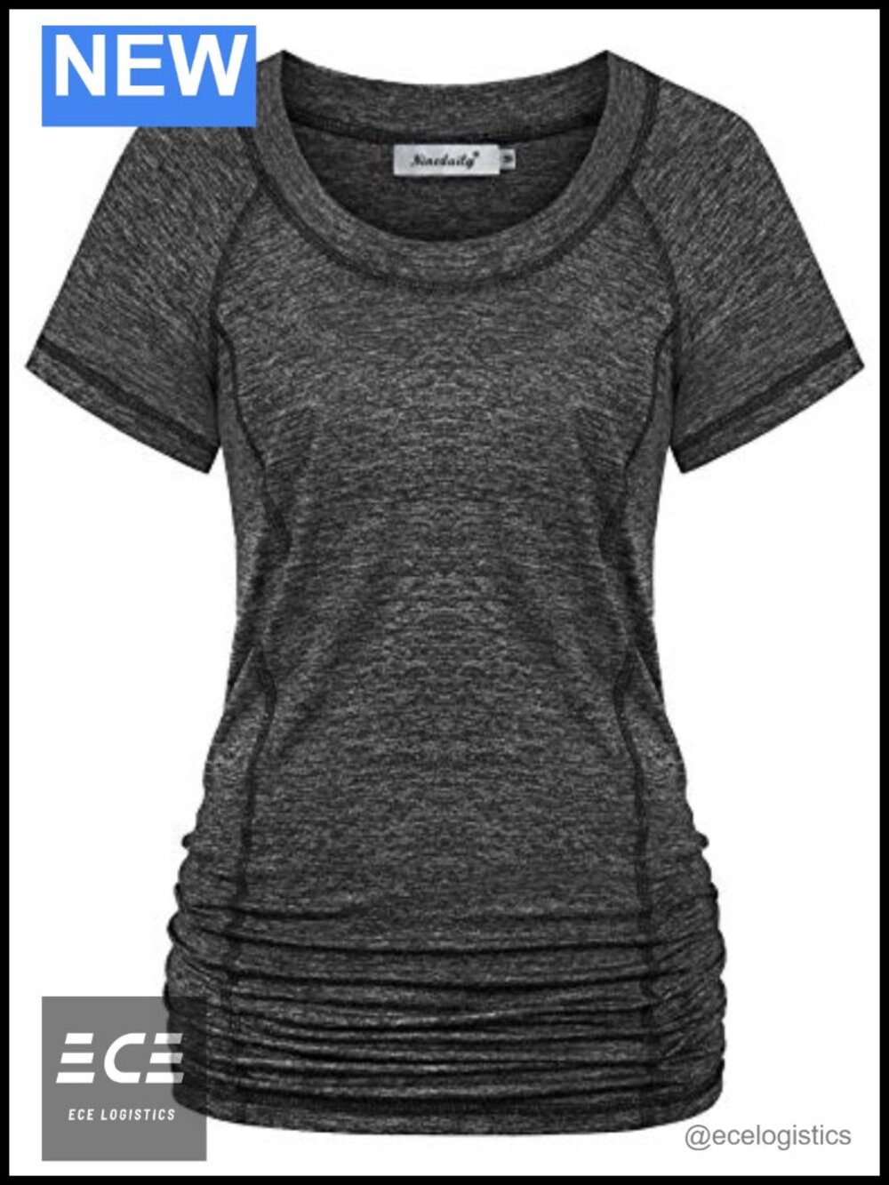 Womens Workout Top Short Sleeve Yoga Running Tunic Side Ruched